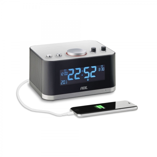 radiobudzik z głośnikiem Bluetooth i funkcją ładowania telefonu, 16 x 12,5 x 12 cm